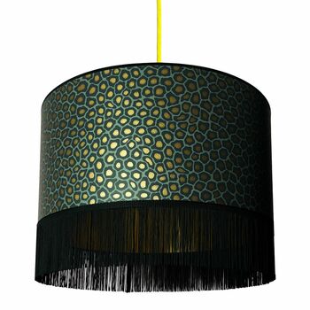 Senzo Spot Charcoal Fringed Lampshades With Gold Lining, 3 of 10