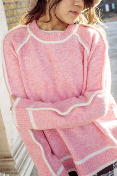 Pink Piped Detail Knit Jumper, 4 of 6