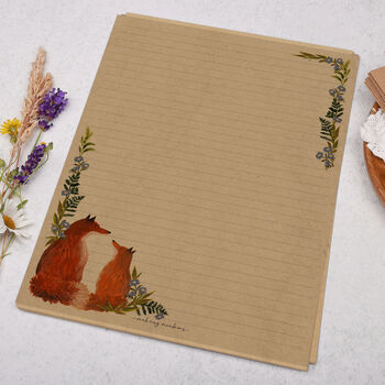 A4 Kraft Letter Writing Paper With Foxes And Florals, 3 of 4