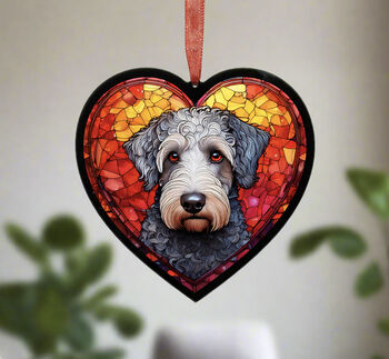 Bedlington Terrier Stained Glass Effect Heart Suncatcher, 2 of 6