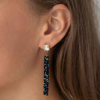 Black And Blue Rock Crystal Rod Drop Earrings, 2 of 3