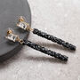 Black Rock Crystal Encrusted Rod Drop Earrings, thumbnail 1 of 3