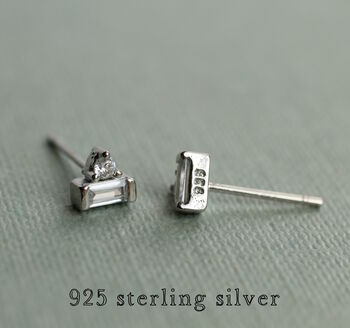 Sterling Silver Art Deco Pyramid Stud Earrings, 2 of 5