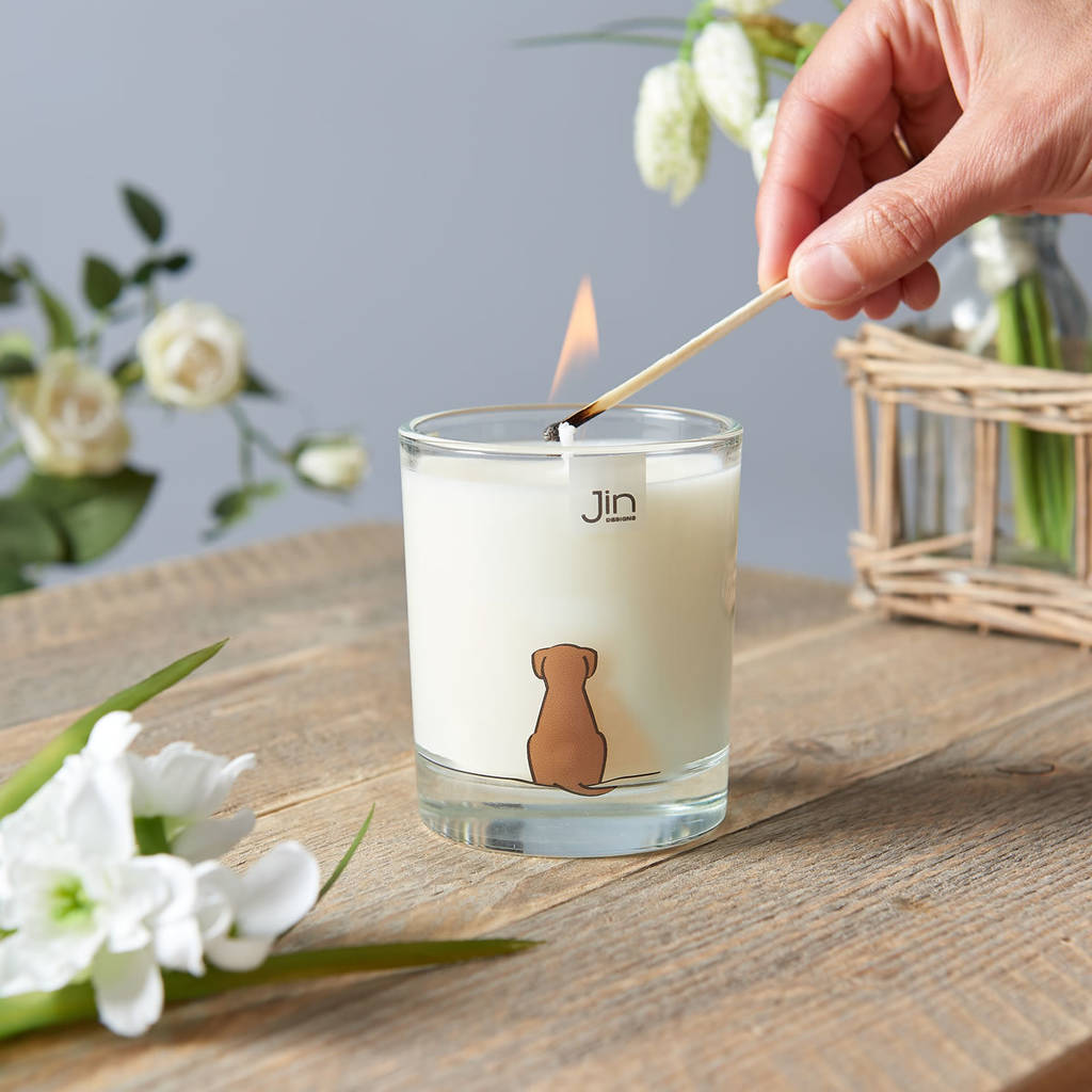 sitting dog candle by jin designs