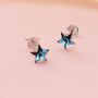 Tiny Crystal Star Stud Earrings In Sterling Silver, thumbnail 5 of 8