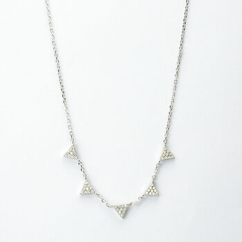 Sterling Silver Pavé Triangles Necklace, 6 of 8