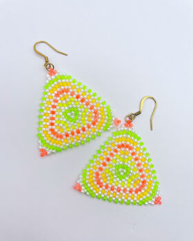 Hand Woven Disco Neon Miyuki Beads Earrings, 6 of 10