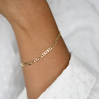 18ct Gold Plated Mariner Link Chain Bracelet, 3 of 7