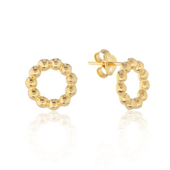 Abla Yellow Gold Plated Circle Stud Earrings, 2 of 4