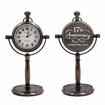 Personalised 17th Anniversary Bronze Desk Clock, 3 of 12