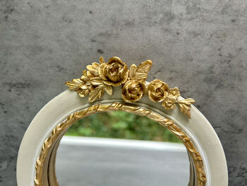 16cm Cream And Gold Decorative Wall Mirror – Floral Motif, 8 of 12