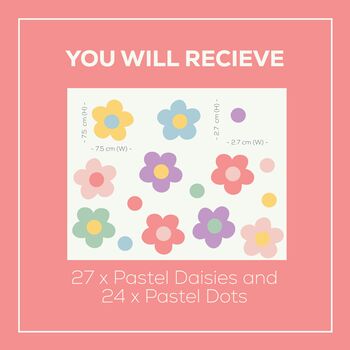 Whimsy Pastel Daisy Fabric Wall Stickers, 3 of 6