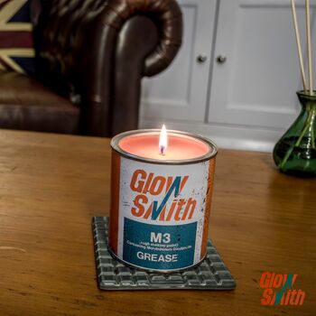 Vintage Grease Tin Candle – Mens Candle | Mechanic Gifts | Man Cave Decor | Engineers Gift | Car Gifts | Spiced Orange, 2 of 7