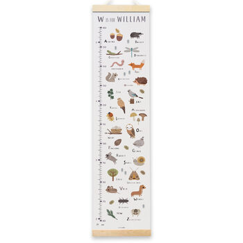 Personalised Woodland Alphabet Height Chart, 3 of 6