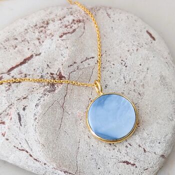 Blue Opal October Birthstone Necklace, Gold Plated, 7 of 9