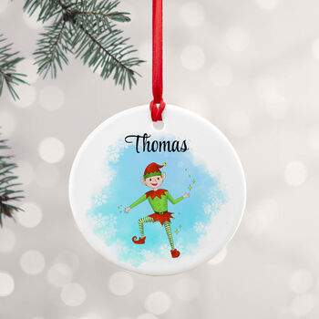 Personalised Playful Elf Christmas Ornament, 2 of 9