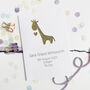 Personalised Giraffe New Baby Glitter Cut Out Card, thumbnail 1 of 3