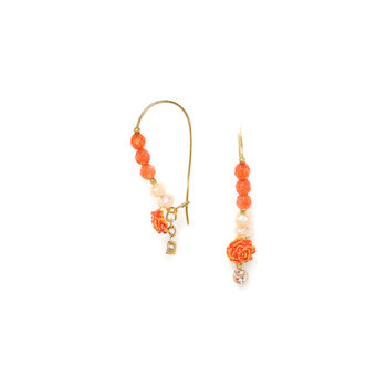 Orange And Pearls Hooks Earrings, 2 of 2