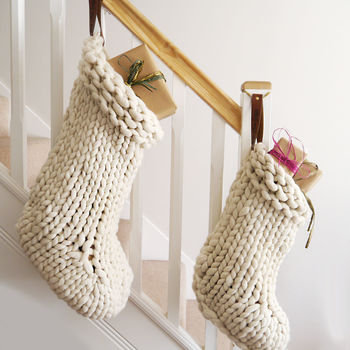 Personalised Jumbo Hand Knitted Christmas Stocking, 8 of 10