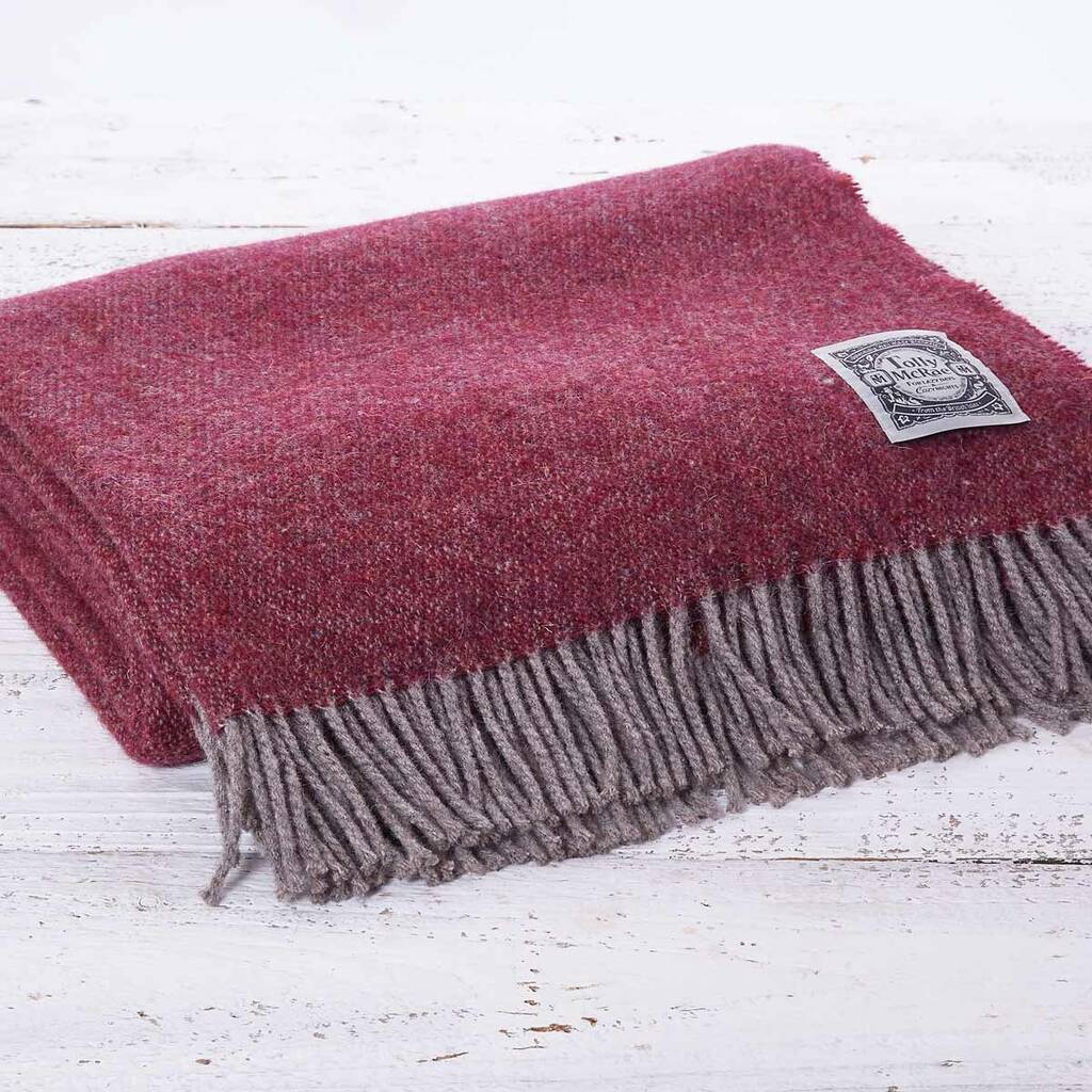 Berry Reversible Wool Throw By Tolly McRae