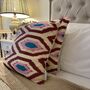 Ikat Silk Cushion Pink And Red Diamond, thumbnail 7 of 11