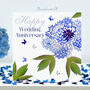 Butterfly Wedding Anniversary Blue Peony Wedding Card, thumbnail 1 of 12