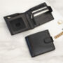 Personalised Luxury Black Leather Wallet Trifold Rfid, thumbnail 1 of 8
