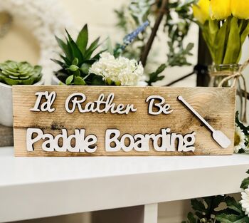 Paddleboarding Hobby Beach Reclaimed Wooden Swim Sign, 4 of 4