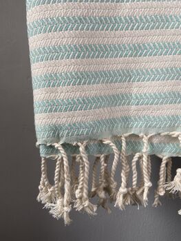 Striped Design Turquoise Hand Towel, 5 of 6