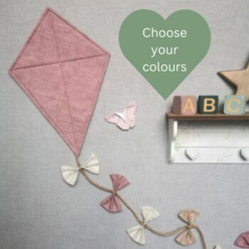 Fabric Kite Dusky Pink, Personalised Nursery Wall Hanging Decor, 2 of 12