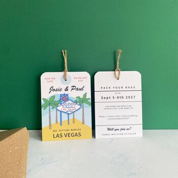 Las Vegas Illustration Save The Date Luggage Tag, 4 of 7