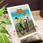 Personalised Cyclist Cartoon Print For Couples, thumbnail 5 of 5