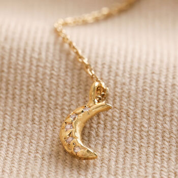 Crystal Moon And Star Lariat Necklace In Gold Plating, 6 of 7