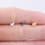 Tiny Lightening Bolt Stud Earrings In Sterling Silver, thumbnail 2 of 12