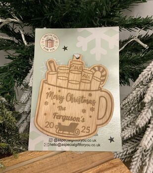 Personalised Family Friends Christmas Hot Chocolate Wooden Hanging Decoration By A Special Gift For You, 2 of 2