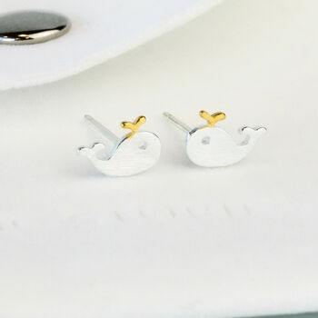 Sterling Silver Whale Stud Earrings, 3 of 5