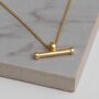 Sterling Silver Gold Plated T Bar Necklace, thumbnail 3 of 9