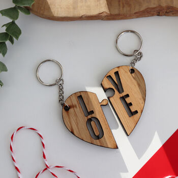 Love Wooden Keyring Set For Valentine's Day, 6 of 6