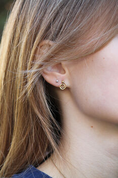 Silver And Gold Plated Vermeil Swirl Stud Earrings, 2 of 5