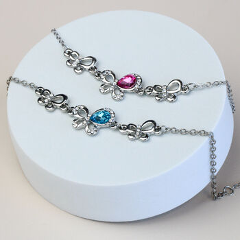 Colourful Crystal Butterfly Silver Anklet, 2 of 4