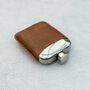 Brown/Black Leather Cased Hip Flask 6oz Stainless Steel, thumbnail 7 of 12