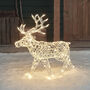 Plug In 200 Dual Coloured LED White Rattan Reindeer, thumbnail 3 of 3