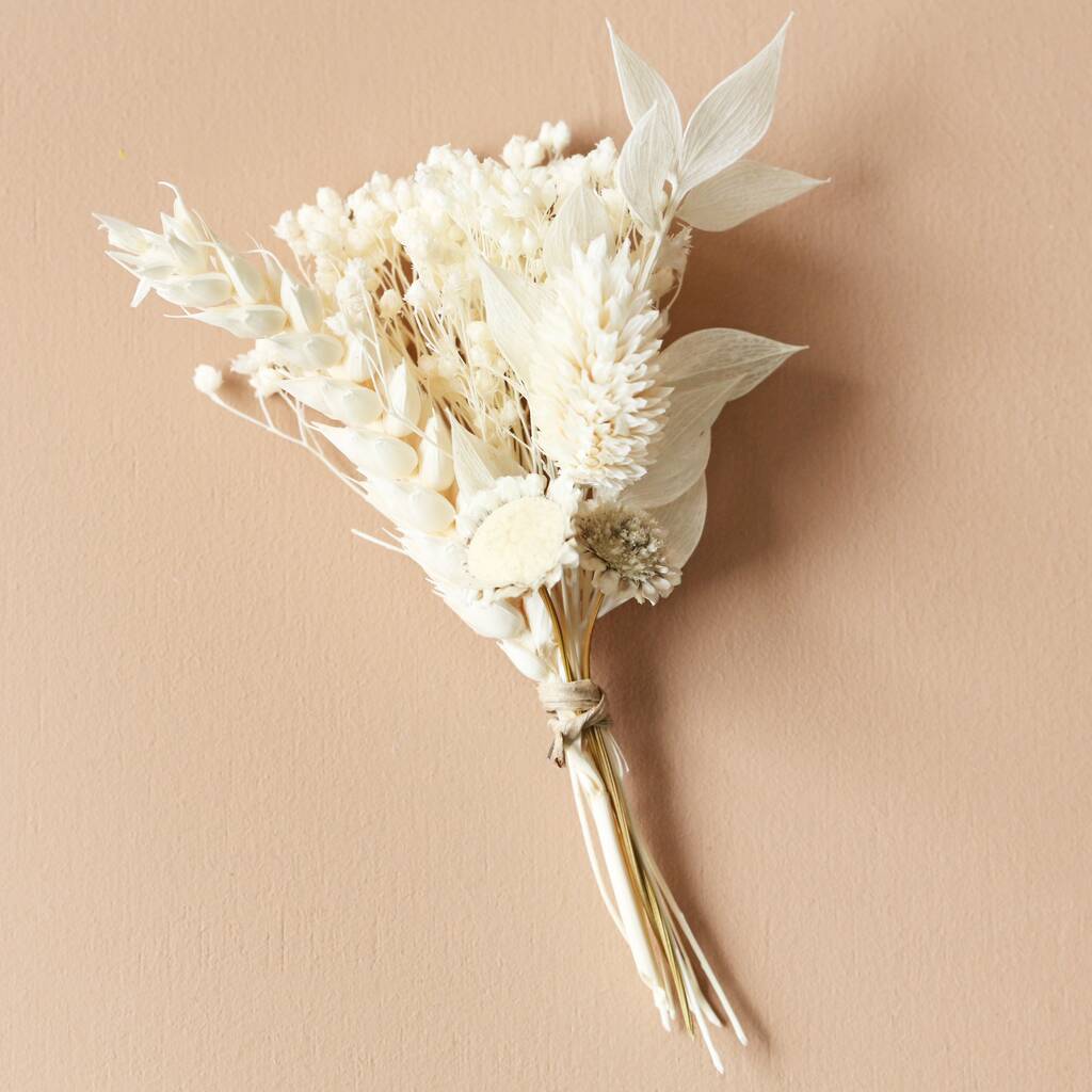 Vintage White Dried Flower Buttonhole By Lisa Angel