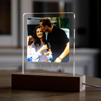 Personalised Photo LED Light 5th Anniversary Wood Gift, 3 of 5