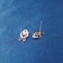 Silver Cz Stone Bunny Stud Earrings, Kids Studs, thumbnail 5 of 7