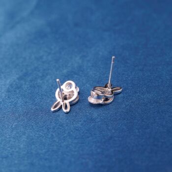 Silver Cz Stone Bunny Stud Earrings, Kids Studs, 5 of 7