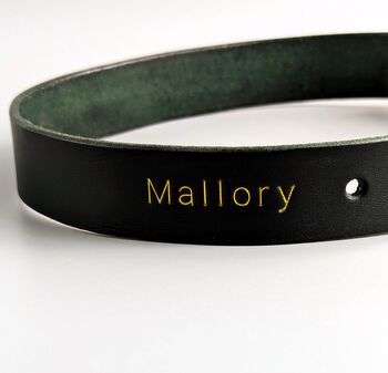 Personalised Dark Green Leather Dog Collar, 6 of 7