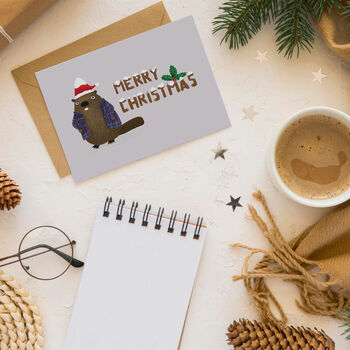 'Merry Christmas' Beaver Christmas Cards, 3 of 9