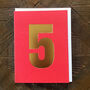 Mini Gold Foiled Number Five Card, thumbnail 1 of 5