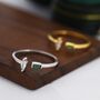 Sterling Silver Emerald Green Cz Marquise And Baguette Open Ring, thumbnail 7 of 12